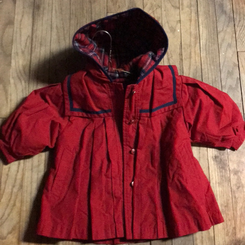 Red little girl coat with removable liner 24month
